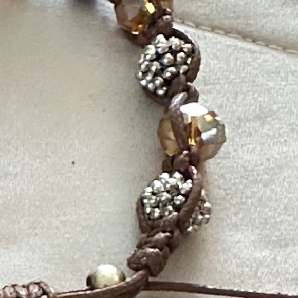 2/$15 Brown cord adjustable Golden Rainbow Crystals & beaded bracelet - Picture 3 of 10